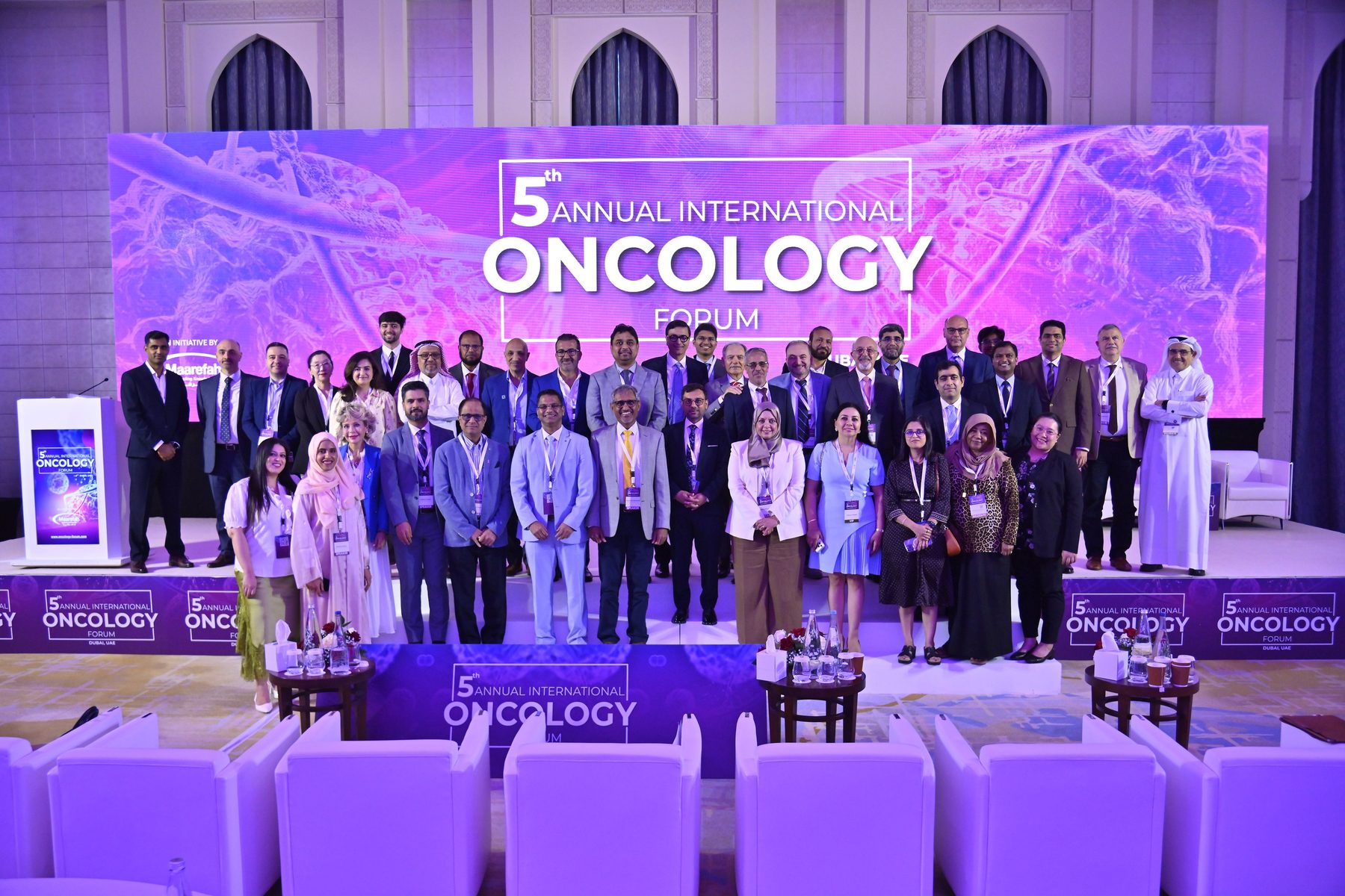 Pixanova LED wall forming the stage backdrop at the International Oncology Forum 2026
